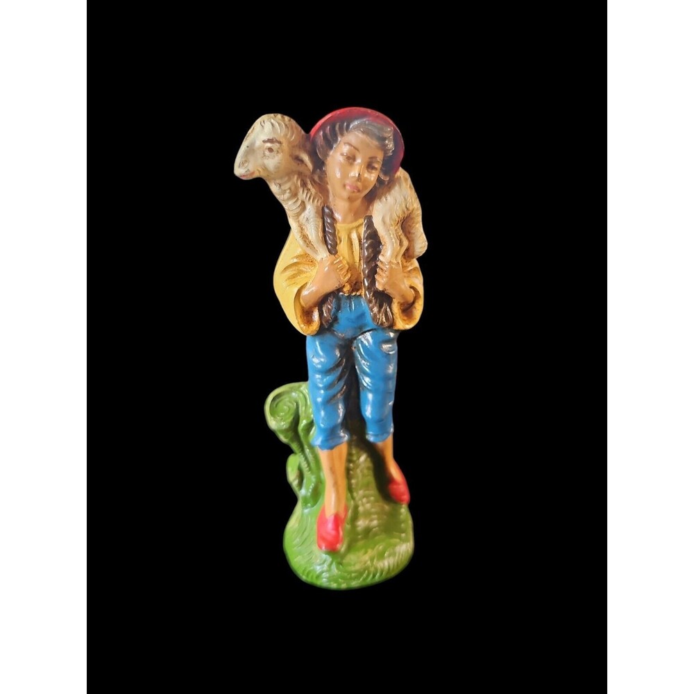 VTG 5.5" Shepherd Boy Christmas Nativity Manger Figure Ceramic Composition Italy